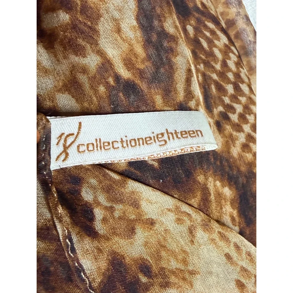 100% Silk Snakeskin Print Scarf Brown Animal Print Sheer Oblong‎ Wrap